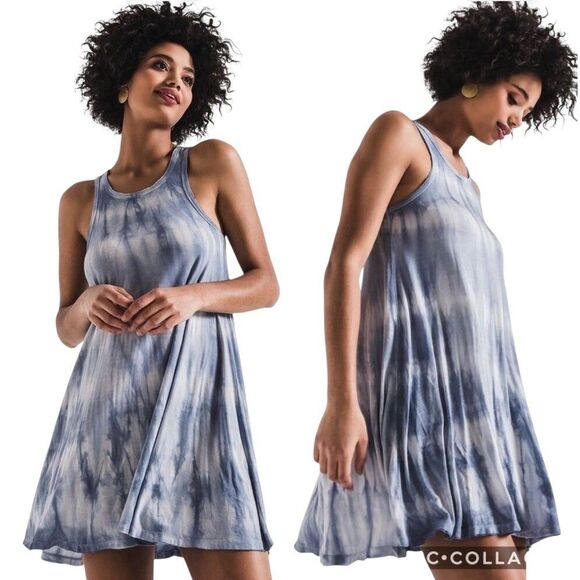 Z Supply Dresses & Skirts - Z SUPPLY Tank Dress Cotton Jersey Medium Blue New Tie Dye Loungewear Coastal Fun